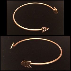 Arrow Bracelet, Gold Toned, Rhinestone